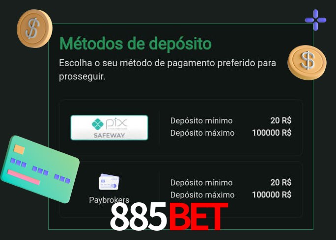 O cassino 885Bet oferece uma grande variedade de métodos de pagamento